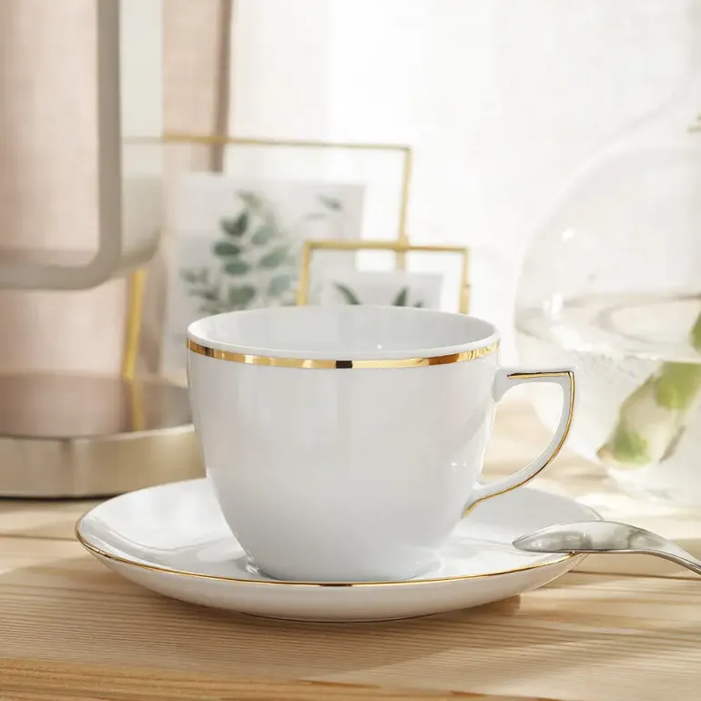 WYPRZEDAŻ! CHODZIEŻ CITY B326 ZŁOTE Spodek pod filiżankę 3 szt. / porcelana