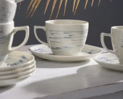WYPRZEDAŻ! CHODZIEŻ CITY CT22 BORÓWKOWY KREM Serwis kawowy 12 el / 6 osób / porcelana