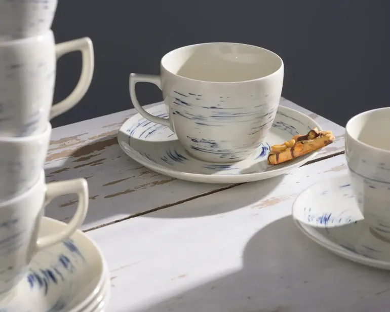 WYPRZEDAŻ! CHODZIEŻ CITY CT22 BORÓWKOWY KREM Serwis kawowy 12 el / 6 osób / porcelana