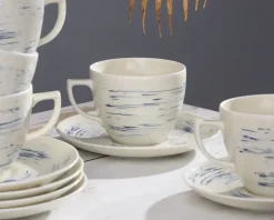 WYPRZEDAŻ! CHODZIEŻ CITY CT22 BORÓWKOWY KREM Serwis kawowy 12 el / 6 osób / porcelana