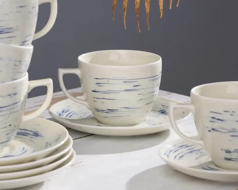 WYPRZEDAŻ! CHODZIEŻ CITY CT22 BORÓWKOWY KREM Serwis kawowy 12 el / 6 osób / porcelana