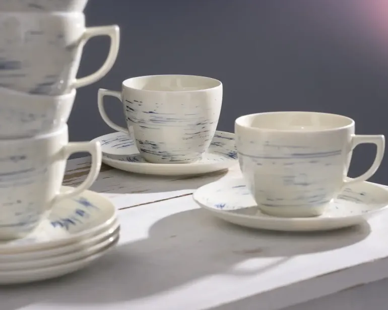WYPRZEDAŻ! CHODZIEŻ CITY CT22 BORÓWKOWY KREM Serwis kawowy 24 el / 12 osób / porcelana