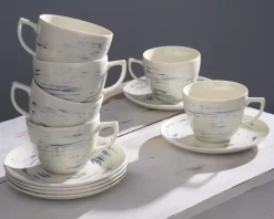 WYPRZEDAŻ! CHODZIEŻ CITY CT22 BORÓWKOWY KREM Serwis kawowy 24 el / 12 osób / porcelana