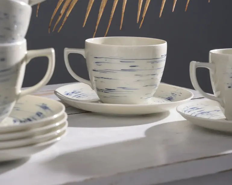 WYPRZEDAŻ! CHODZIEŻ CITY CT22 BORÓWKOWY KREM Serwis kawowy 24 el / 12 osób / porcelana
