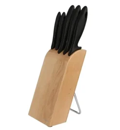 WYPRZEDAŻ! FISKARS ESSENTIAL Noże kuchenne 5 noży w bloku drewnianym / 1023782