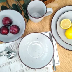 WYPRZEDAŻ! LIVELLO DUNA GREY CERAMIKA / Serwis obiadowy 24 el dla 6 osób (z kubkiem) / odcień szaro - piaskowy
