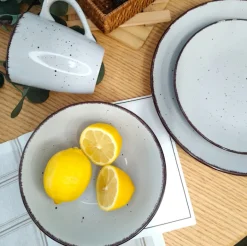 WYPRZEDAŻ! LIVELLO DUNA GREY CERAMIKA / Serwis obiadowy 24 el dla 6 osób (z kubkiem) / odcień szaro - piaskowy