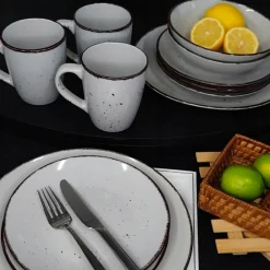 WYPRZEDAŻ! LIVELLO DUNA GREY CERAMIKA / Serwis obiadowy 24 el dla 6 osób (z kubkiem) / odcień szaro - piaskowy