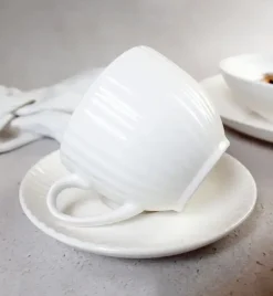 WYPRZEDAŻ! LUBIANA DAISY IVORY Ecru Zestaw 4 spodków do filiżanek / porcelana