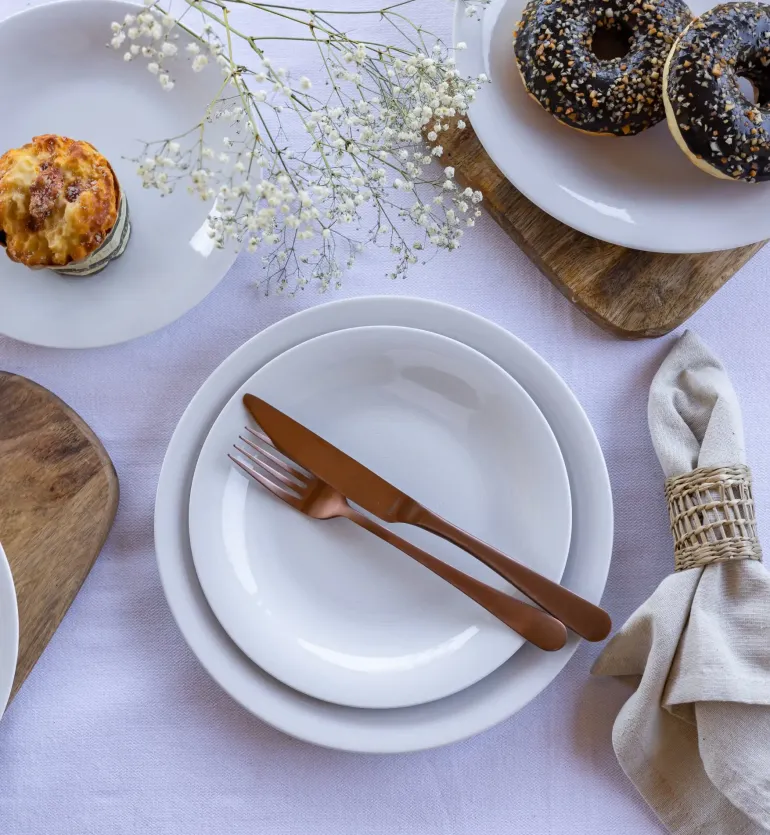WYPRZEDAŻ! LUBIANA ETO MODERN BIAŁY Serwis obiadowy 18 el / 6 osób / porcelana dekorowana