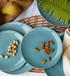 WYPRZEDAŻ! LUBIANA ETO MODERN K6 Zestaw talerzy obiadowych i głębokich 10 el / 5 osób / niebieski / porcelana
