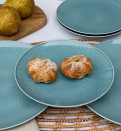 WYPRZEDAŻ! LUBIANA ETO MODERN K6 Zestaw talerzy obiadowych i głębokich 10 el / 5 osób / niebieski / porcelana
