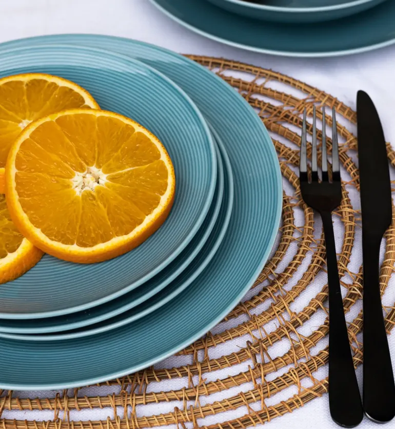 WYPRZEDAŻ! LUBIANA ETO MODERN K6 Zestaw talerzy obiadowych i głębokich 10 el / 5 osób / niebieski / porcelana