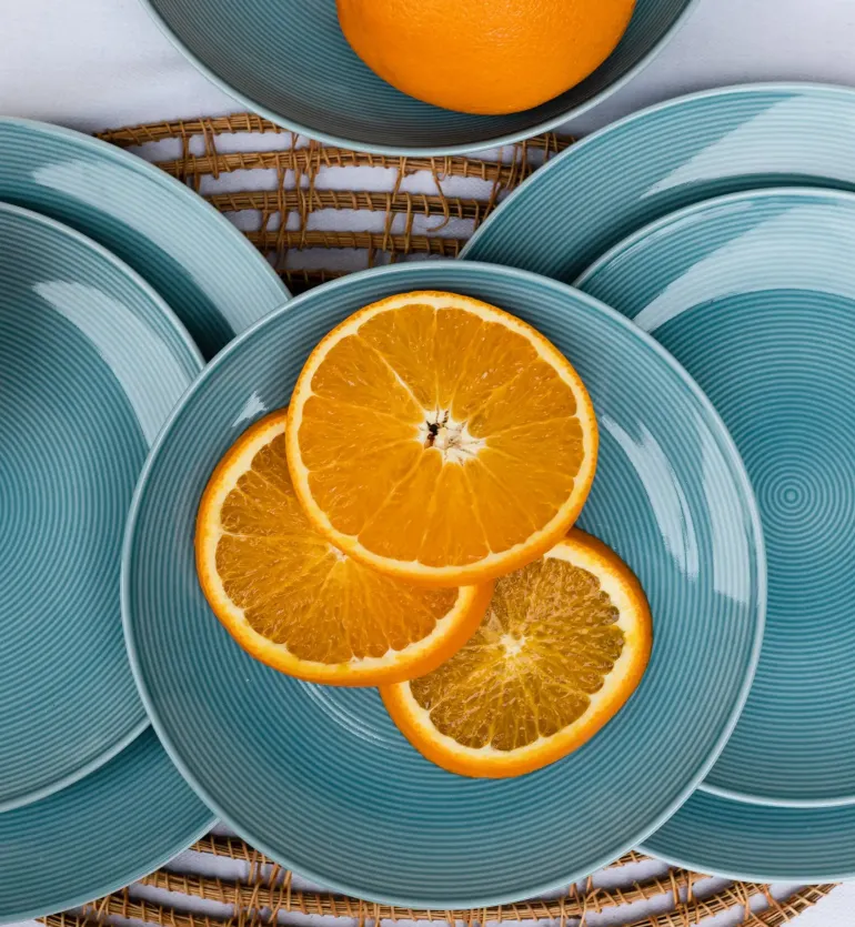 WYPRZEDAŻ! LUBIANA ETO MODERN K6 Zestaw talerzy obiadowych i głębokich 10 el / 5 osób / niebieski / porcelana