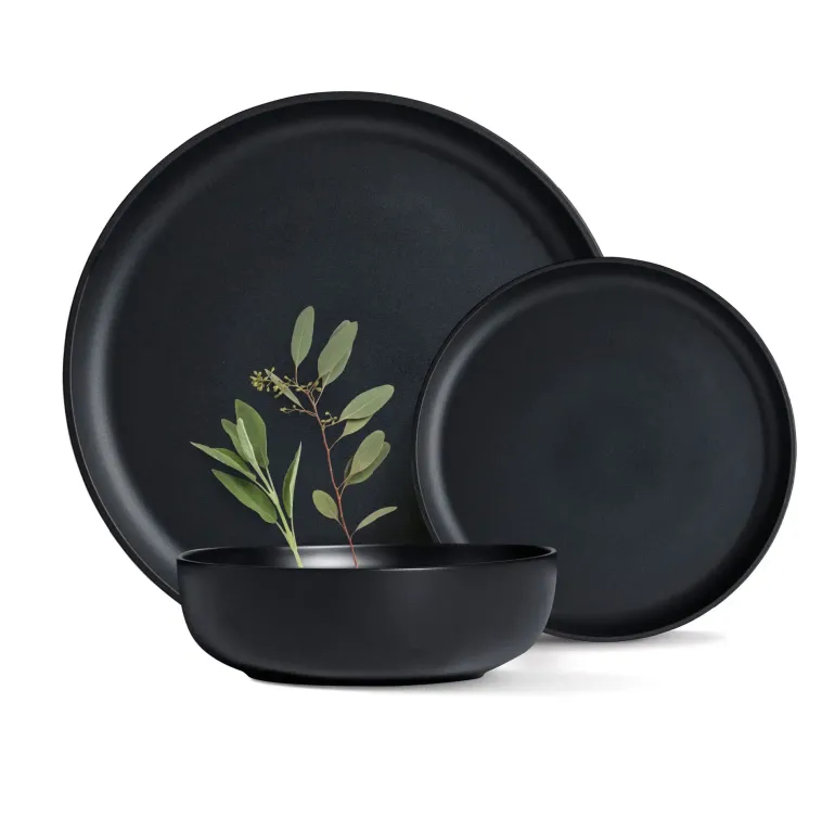 WYPRZEDAŻ! MG HOME | ZESTAW OBIADOWY Z KAMIONKI ARTENA BLACK 17 EL