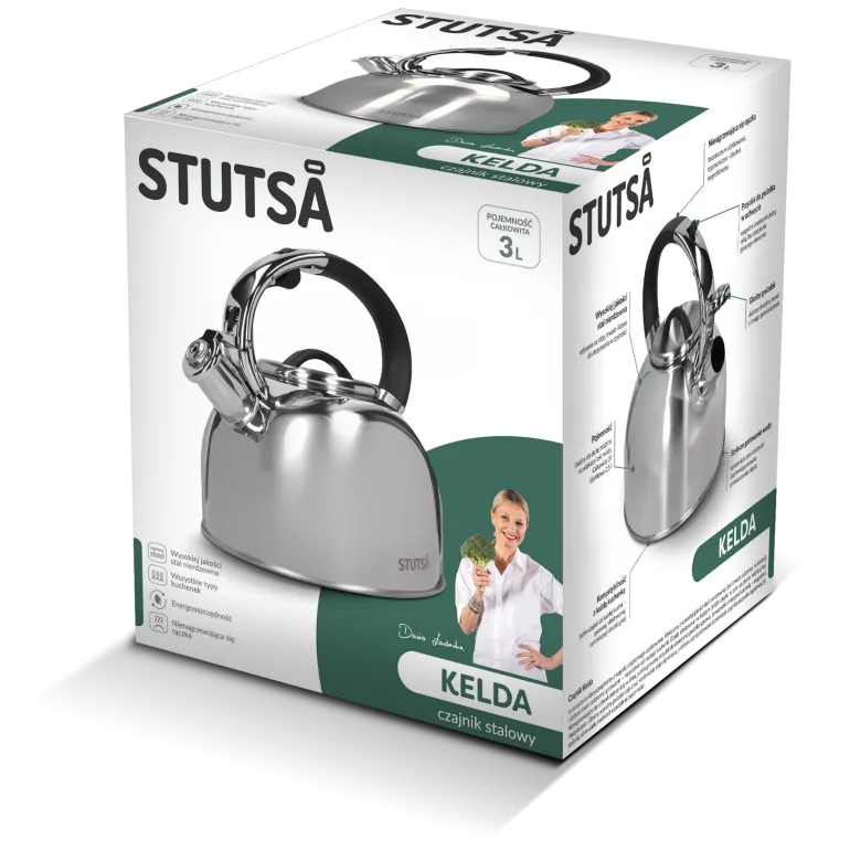 WYPRZEDAŻ! STUTSA KELDA Czajnik 3 L ze stali nierdzewnej / indukcja