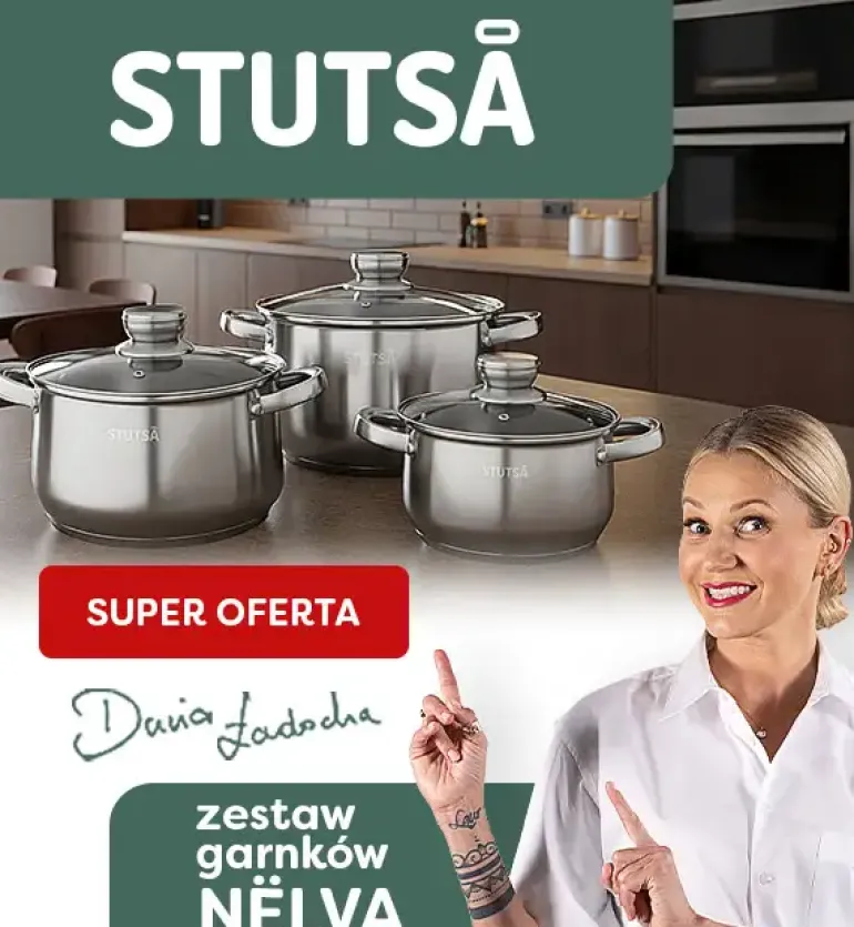 WYPRZEDAŻ! STUTSA NELVA Zestaw komplet garnków 6 el z pokrywkami / stal nierdzewna