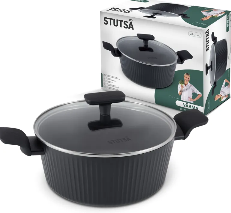 WYPRZEDAŻ! STUTSA VARMA Garnek 4 L z pokrywką 24 cm / nieprzywierająca powłoka non stick