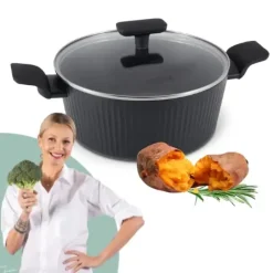 WYPRZEDAŻ! STUTSA VARMA Garnek 4 L z pokrywką 24 cm / nieprzywierająca powłoka non stick