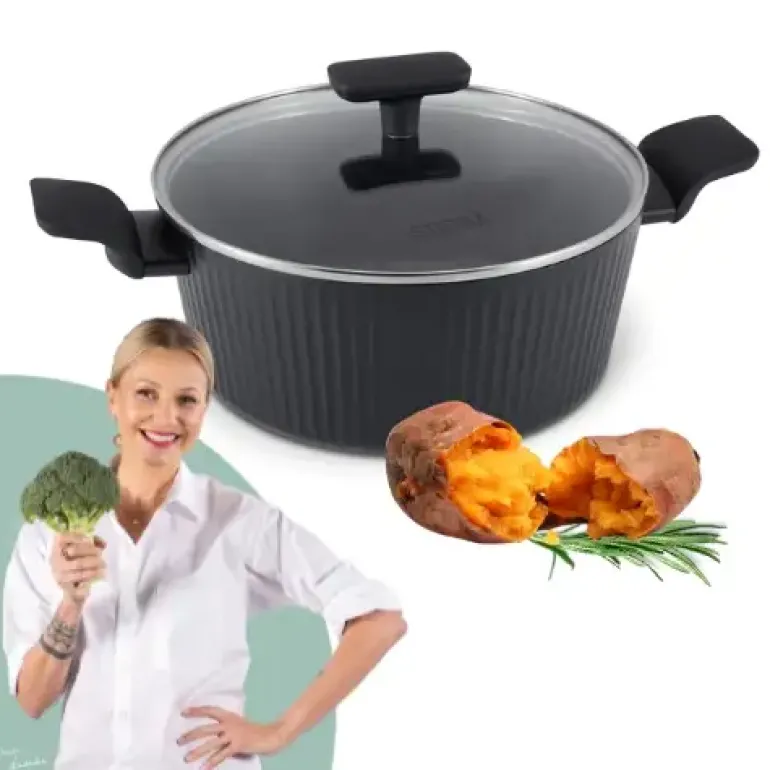 WYPRZEDAŻ! STUTSA VARMA Garnek 4 L z pokrywką 24 cm / nieprzywierająca powłoka non stick