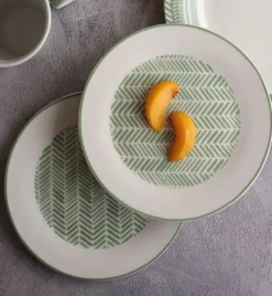 WYPRZEDAŻ! WATERSIDE SAGE HERRINGBONE Serwis obiadowo-kawowy 32 el / 8 osób / porcelana