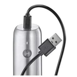 ZASSENHAUS | Köln | elektryczny młynek do pieprzu, ładowany przez USB, stal nierdzewna, śred. 4 x 14 cm