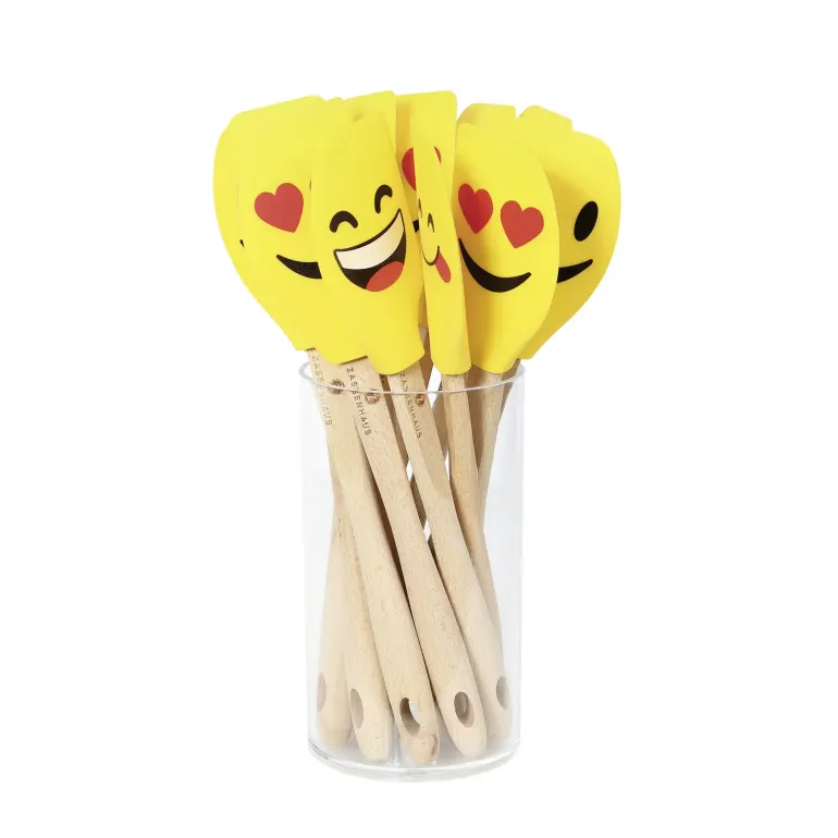 ZASSENHAUS | Smiley | szpatułka do ciasta, silikon/drewno bukowe, różne wzory, 30,5 cm