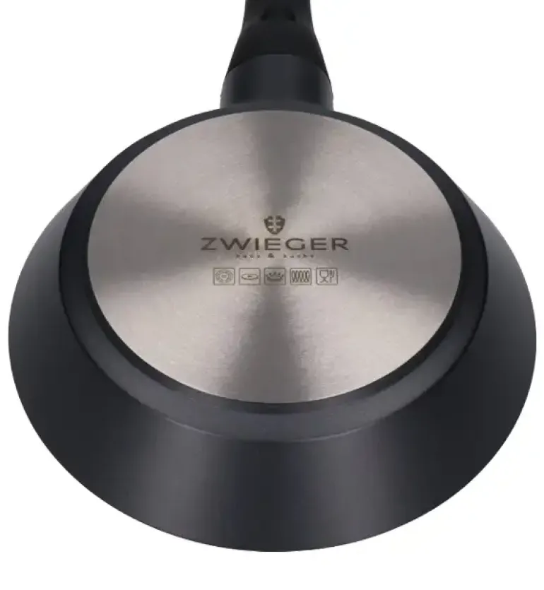 ZWIEGER BLACK STONE Komplet patelni 24, 28 cm + Patelnia grillowa 28 cm + Pokrywki / GREBLON non-stick