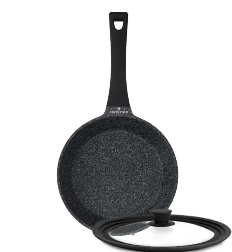 ZWIEGER BLACK STONE Patelnia 20 cm + Pokrywka uniwersalna Tadar / GREBLON non-stick