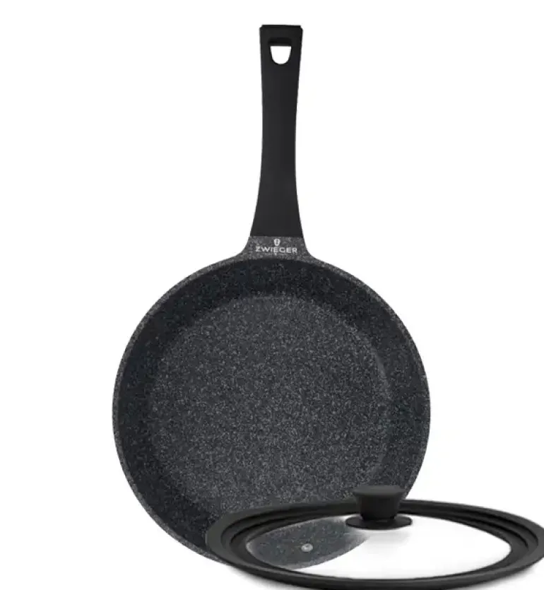 ZWIEGER BLACK STONE Patelnia 24 cm + Pokrywka uniwersalna Tadar / GREBLON non-stick