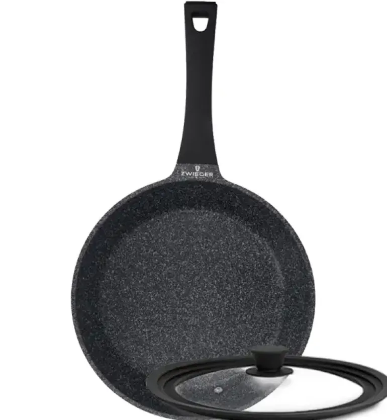 ZWIEGER BLACK STONE Patelnia 28 cm + Pokrywka uniwersalna Tadar / GREBLON non-stick