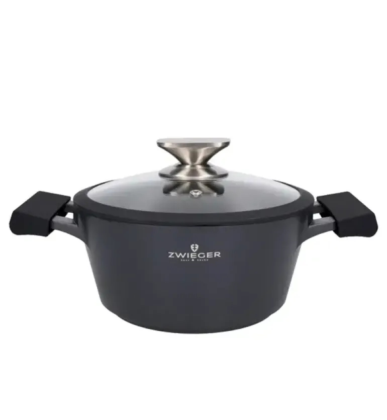 ZWIEGER BLACK STONE Zestaw garnków z pokrywkami 20, 24, 28 cm + Patelnie 24, 28 cm