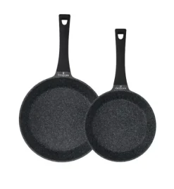 ZWIEGER BLACK STONE Zestaw garnków z pokrywkami 20, 24, 28 cm + Rondel 16 cm + Patelnie 20, 28 cm + Brytfanna VERON + Pokrywki silikonowe KAIA HOME