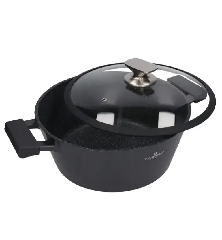 ZWIEGER BLACK STONE Zestaw Garnek z pokrywką 28 cm + Rondel 16 cm + Patelnie 20, 24, 28 cm