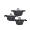 ZWIEGER BLACK STONE Zestaw garnków z pokrywkami 20, 24, 28 cm / GREBLON non-stick