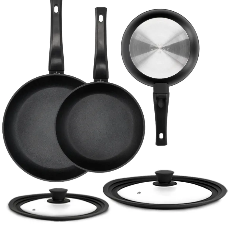 ZWIEGER CALDO Komplet patelnia 20, 24, 28 cm + pokrywki 3w1