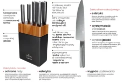 ZWIEGER DARQUE Komplet 5 noży w bloku drewnianym / stal nierdzewna + drewno akacjowe