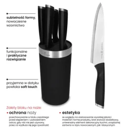 ZWIEGER FORTE III Komplet 5 noży kuchennych w czarnym bloku / stal nierdzewna + tworzywo PP