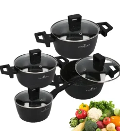 ZWIEGER FORTE Komplet garnków z pokrywkami 8 el /16, 18, 20, 24 cm + Patelnia 20, 24, 28 cm+ pokrywki Zwieger / aluminium