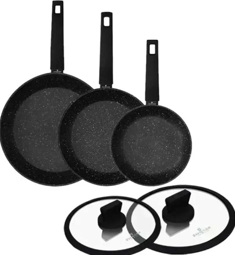 ZWIEGER FORTE Komplet garnków z pokrywkami 8 el /16, 18, 20, 24 cm + Patelnia 20, 24, 28 cm+ pokrywki Zwieger / aluminium
