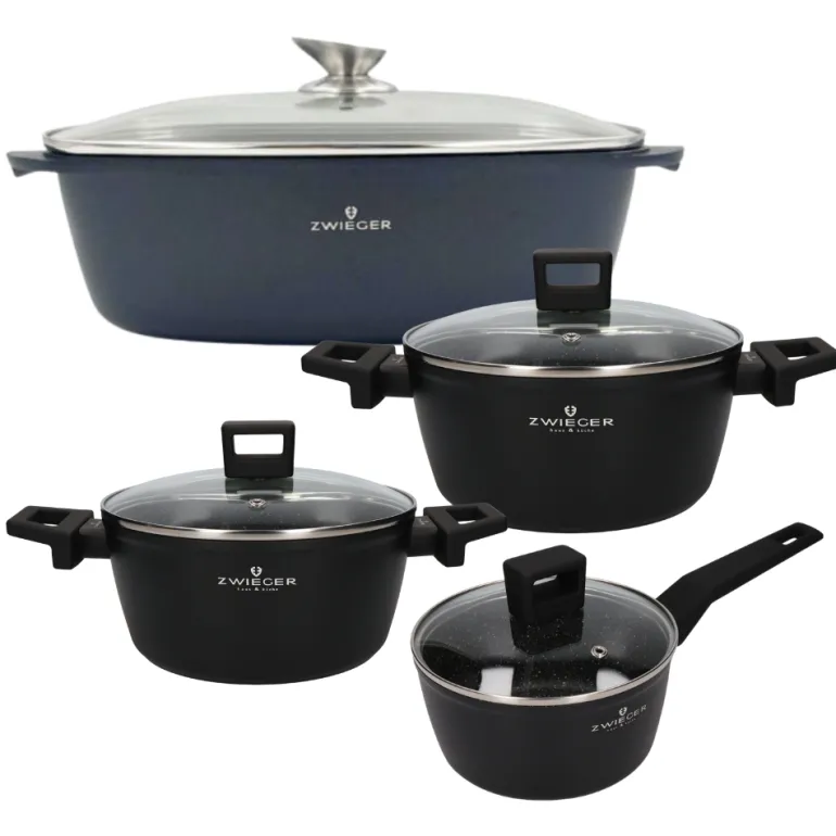 ZWIEGER FORTE Komplet garnków z pokrywkami 6 el /16, 18, 20 cm + Brytfanna VERON / aluminium