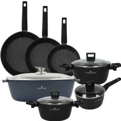 ZWIEGER FORTE Komplet garnków z pokrywkami 6 el /16, 18, 20 cm + Patelnie 20, 24, 28 cm + Brytfanna VERON / aluminium