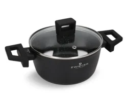 ZWIEGER FORTE Komplet garnków z pokrywkami / 16, 18, 20, 24 cm + Patelnie 20, 24, 28 cm + Brytfanna VERON + Pokrywki szklane KAIA HOME