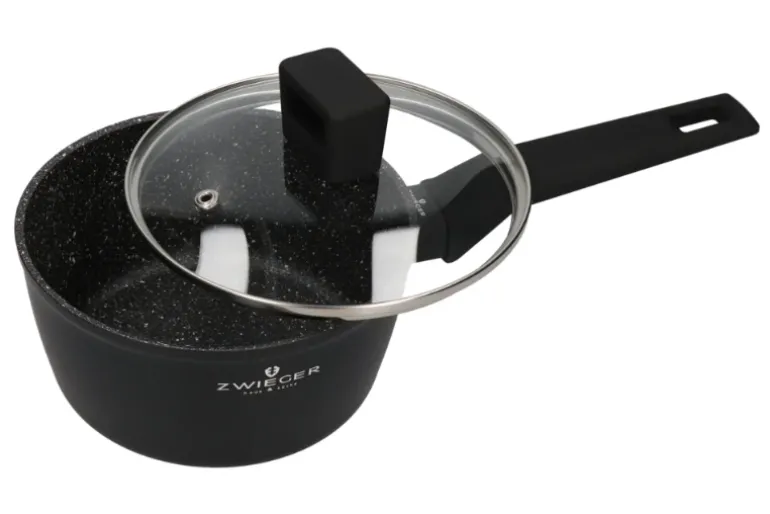 ZWIEGER FORTE Komplet garnków z pokrywkami / 16, 18, 20, 24 cm + Patelnie 20, 24, 28 cm + Brytfanna VERON + Pokrywki szklane KAIA HOME