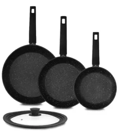 ZWIEGER FORTE Komplet Patelnia aluminiowa 24, 26, 28 cm + pokrywka silikonowa 24/26/28 cm / powłoka granitowa PFLUON / indukcja