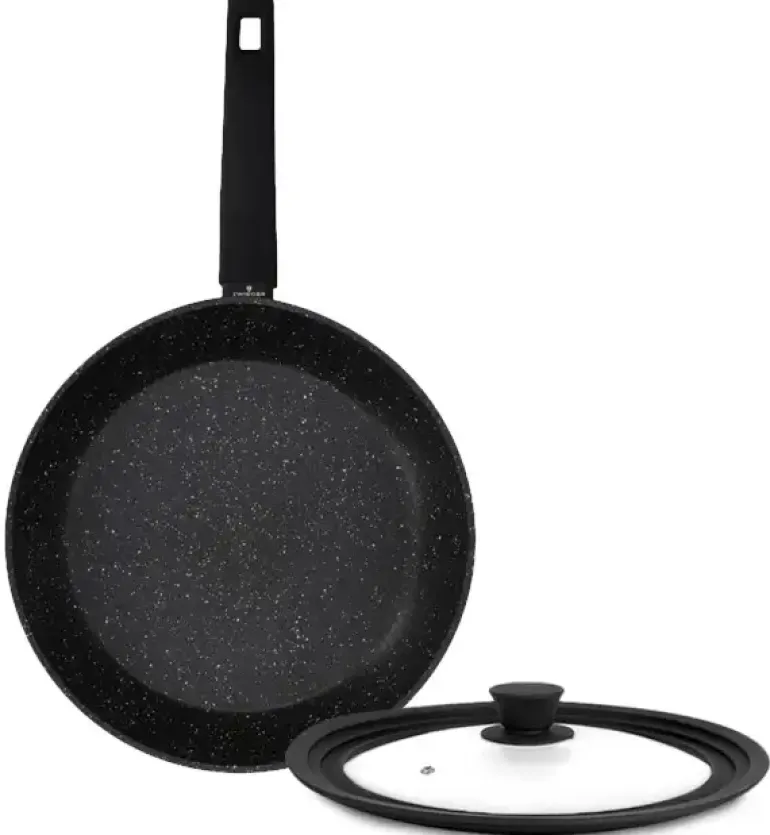 ZWIEGER FORTE Komplet patelnie aluminiowe 20, 28 cm / powłoka granitowa PFLUON + pokrywki silikonowe