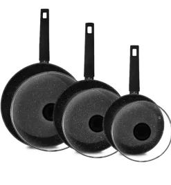 ZWIEGER FORTE Komplet patelnie aluminiowe 20, 24, 28 cm / powłoka granitowa PFLUON + pokrywki