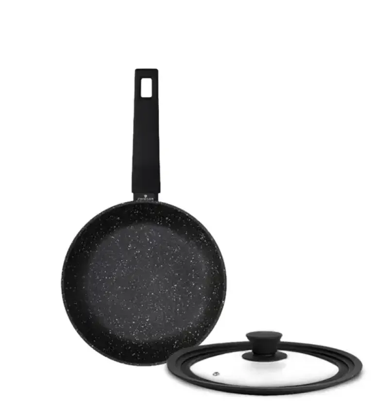 ZWIEGER FORTE Komplet patelnia aluminiowa 20 cm / powłoka granitowa PFLUON + pokrywka silikonowa