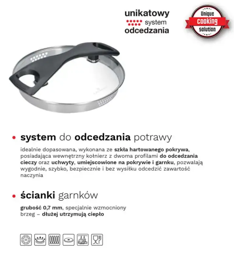 ZWIEGER GABRO Garnek z pokrywką do odcedzania 24 cm / 5 L / Stal nierdzewna