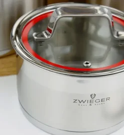 ZWIEGER KLASSIKER Komplet garnków z pokrywkami 11 el / stal nierdzewna SS 304 + Patelnie Obsidian 24, 28 cm